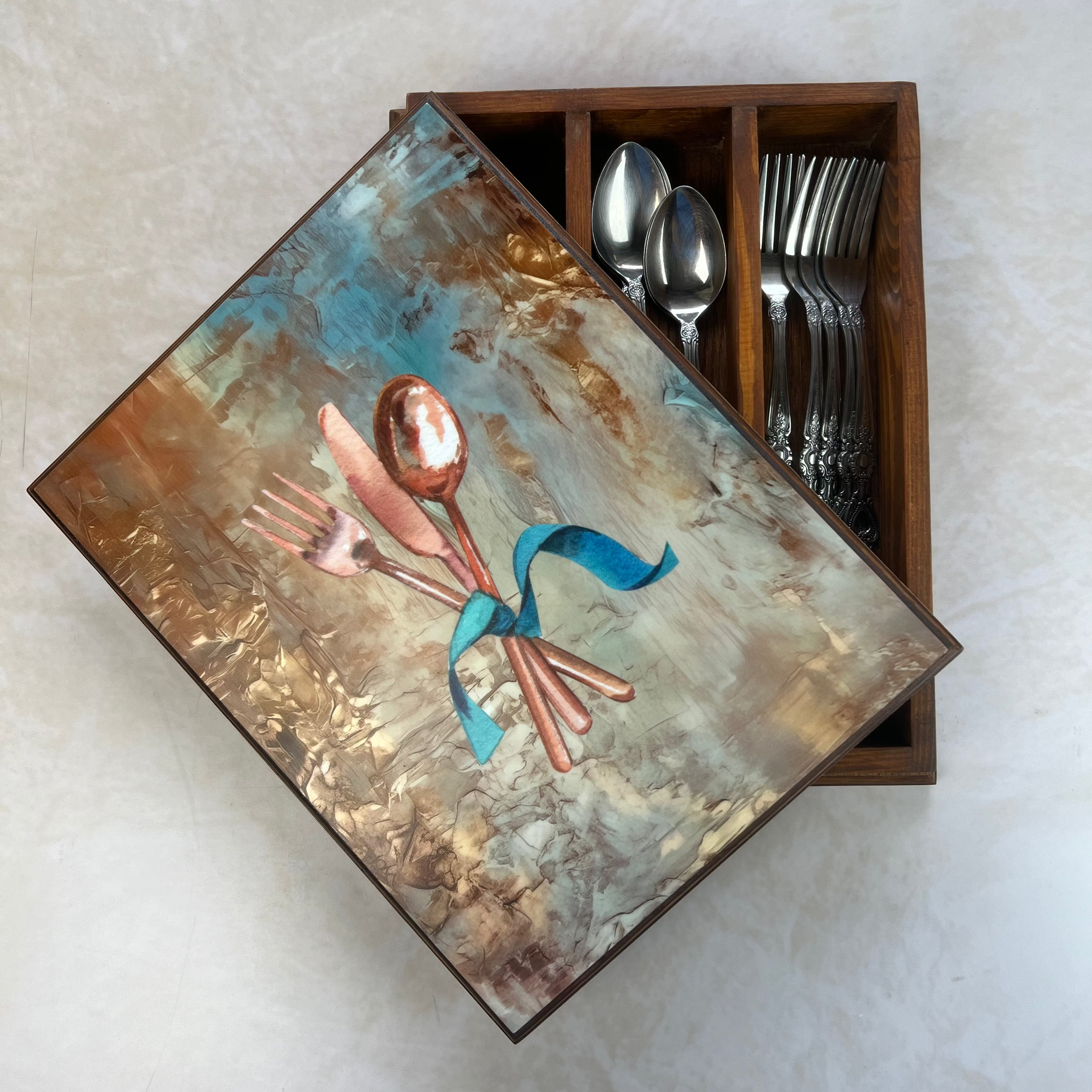Cutlery Box - Golden Hues - Spoon'n Fork