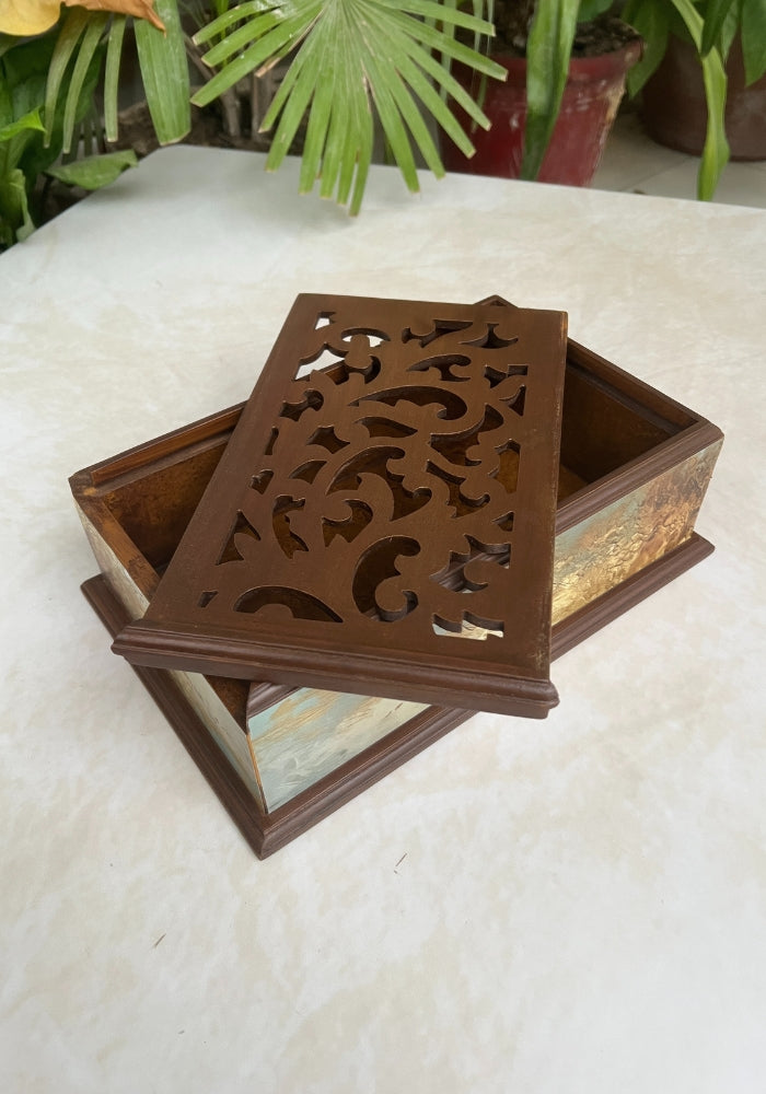 Carved Box - Golden Hues