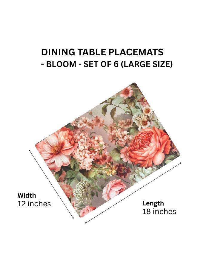 Dining Table Placemats - Floral Dance - Set of 6 (Large Size)
