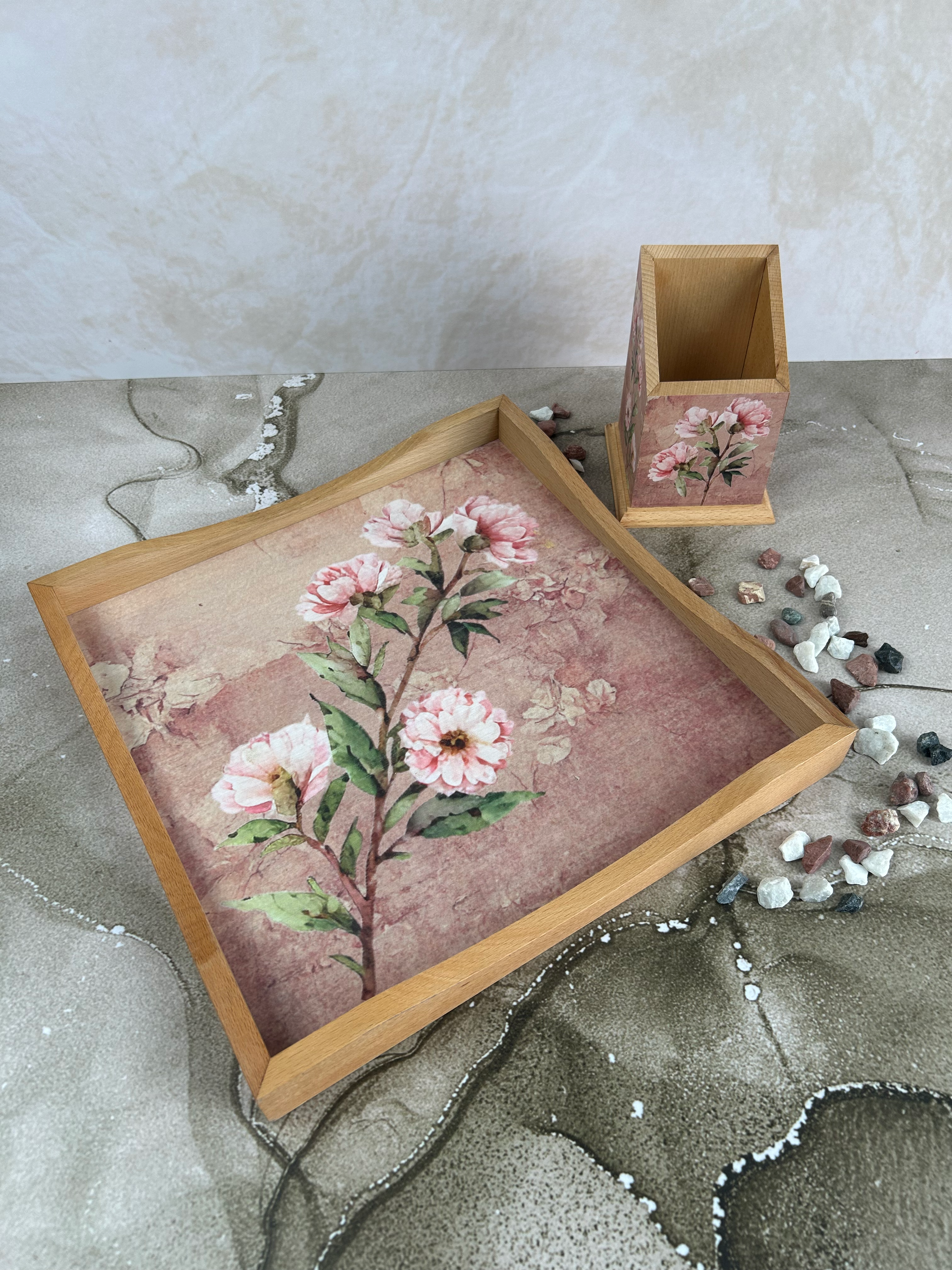 Square Tray - Pink Blossom