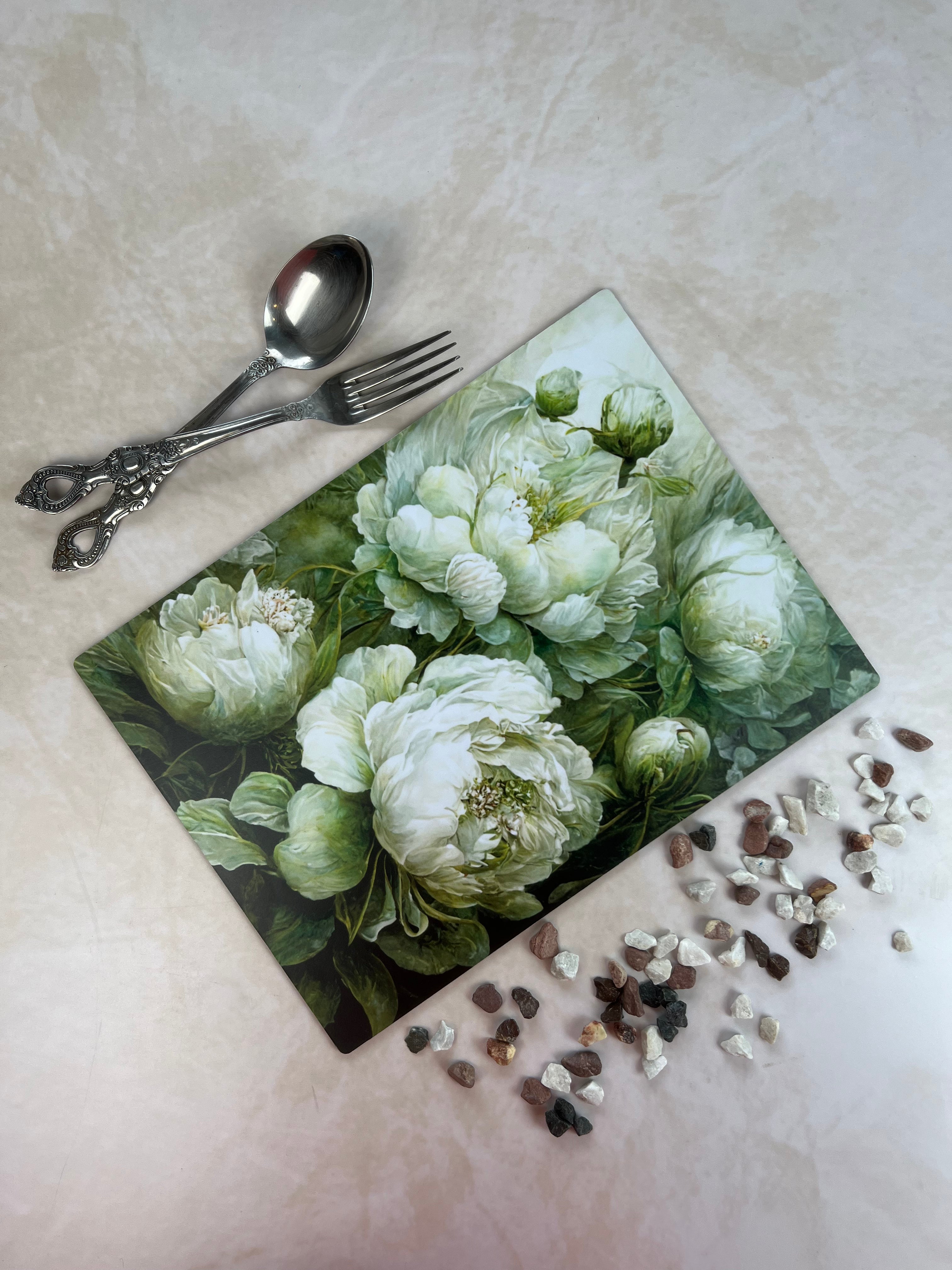 Dining Table Placemats - Dancing Peonies - Set of 6 (Large Size)