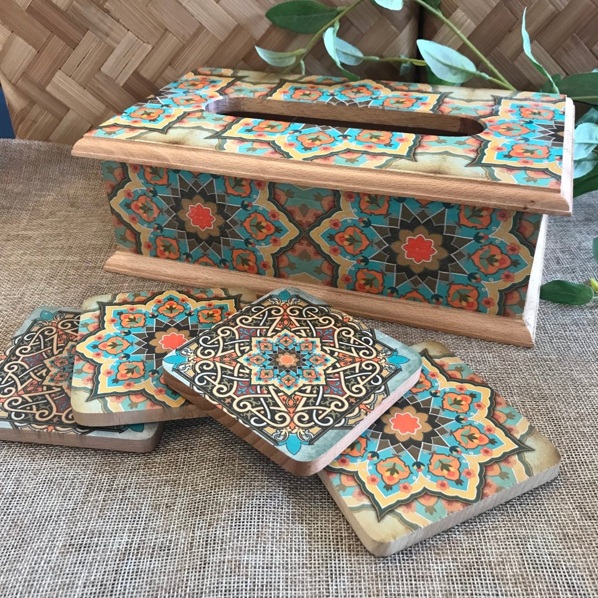 Green Mandala - Tissue Box - TR Designs UAE