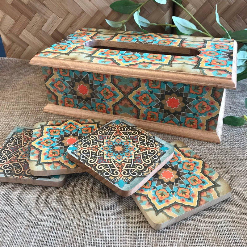 Green Mandala - Tissue Box - TR Designs UAE