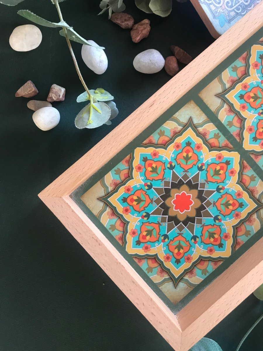 Green Mandala Tray - TR Designs UAE